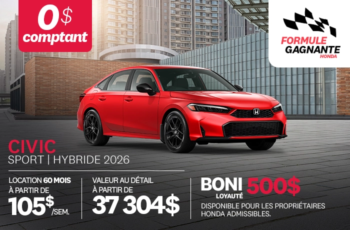 Bannière de Promotion Civic Berline Sport Hybride 2026
